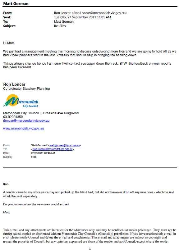 Maroondah City Council email